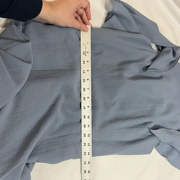 H by Halston Light Blue Open Back Off the Shoulder Dress - Picture 10 of 13